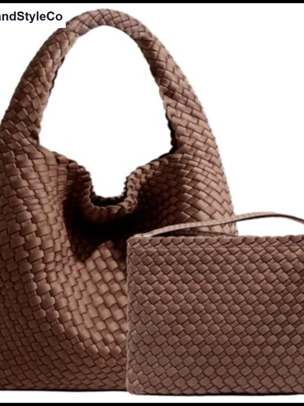 Handwoven Neoprene Tote Bag with Wristlet Wallet Top-Handle Shoulder